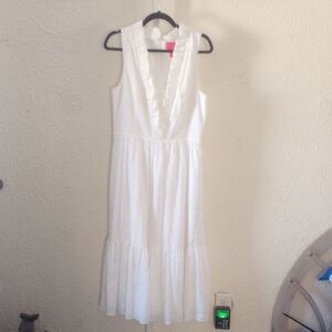 Lilly Pulitzer White Ruffle Midi Dress, EUC